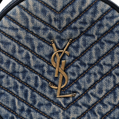 Saint Laurent Denim Quilted Monogram Round Crossbody Bag Rodeo Blue 8 of 10