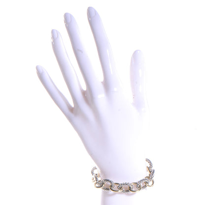 David Yurman Sterling Silver 18K Yellow Gold 12mm Large Oval Link Bracelet 2 of 4