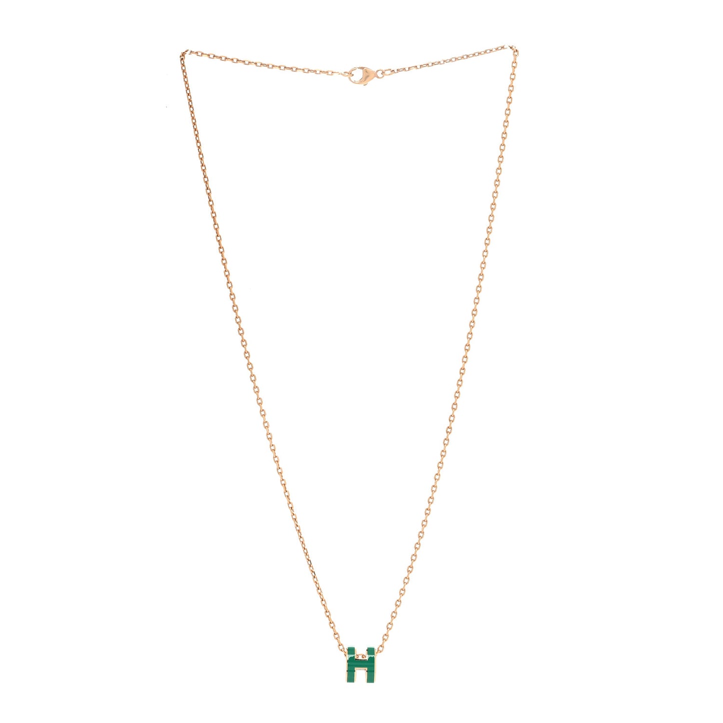 Lacquered Gold Mini Pop H Pendant Necklace Malachite
