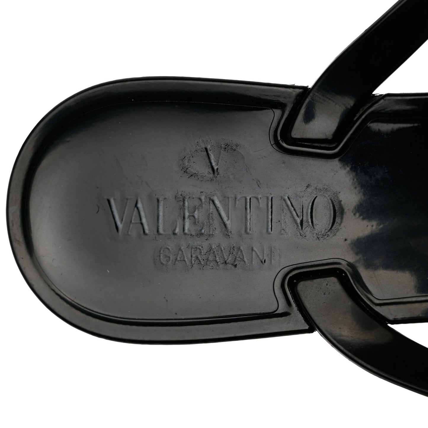 PVC Jelly Rockstud Bow Thong Sandals 38 Black