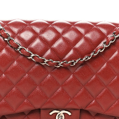 Chanel Caviar Quilted Maxi Double Flap Dark Red 8 of 10