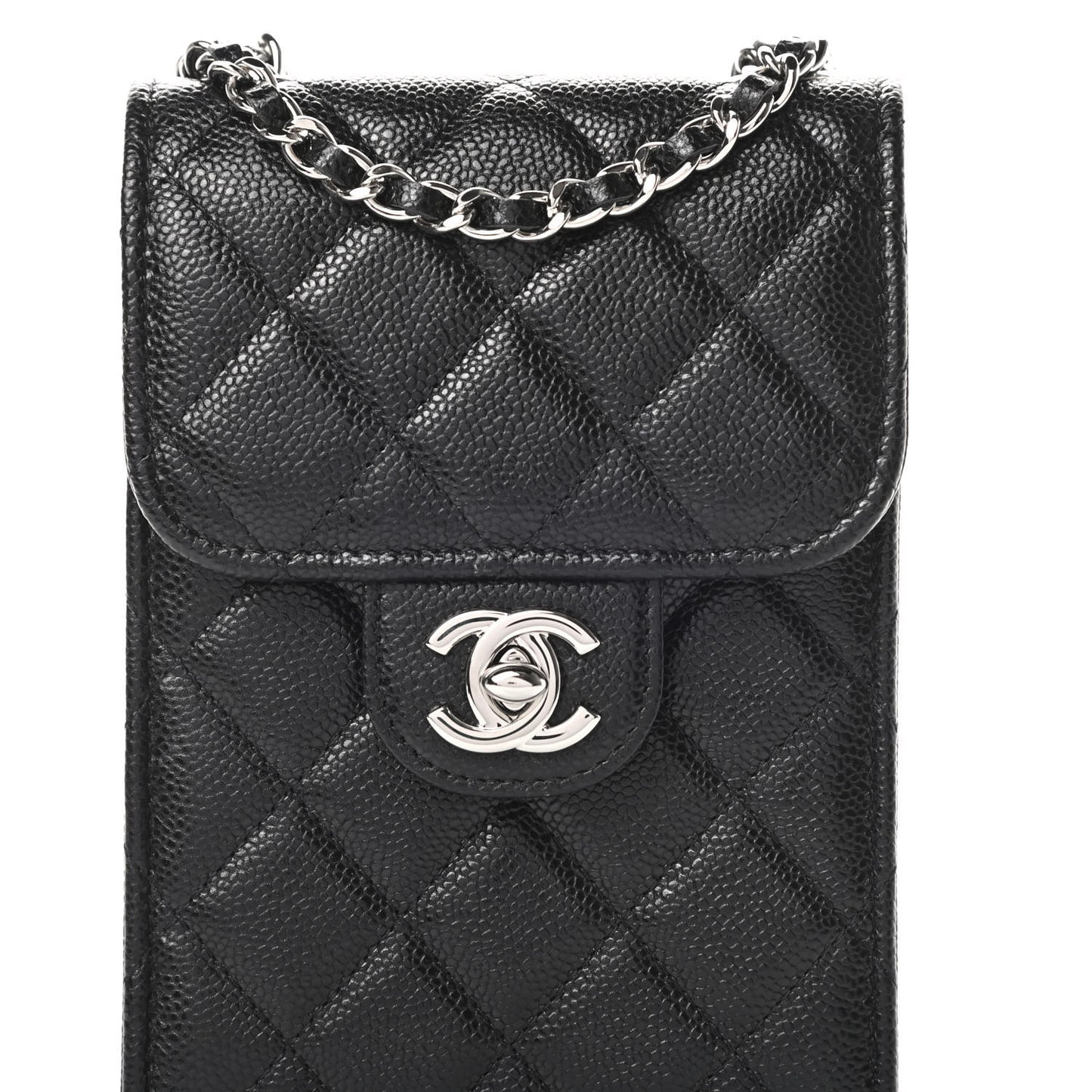 Caviar Quilted Classic Phone Holder Black