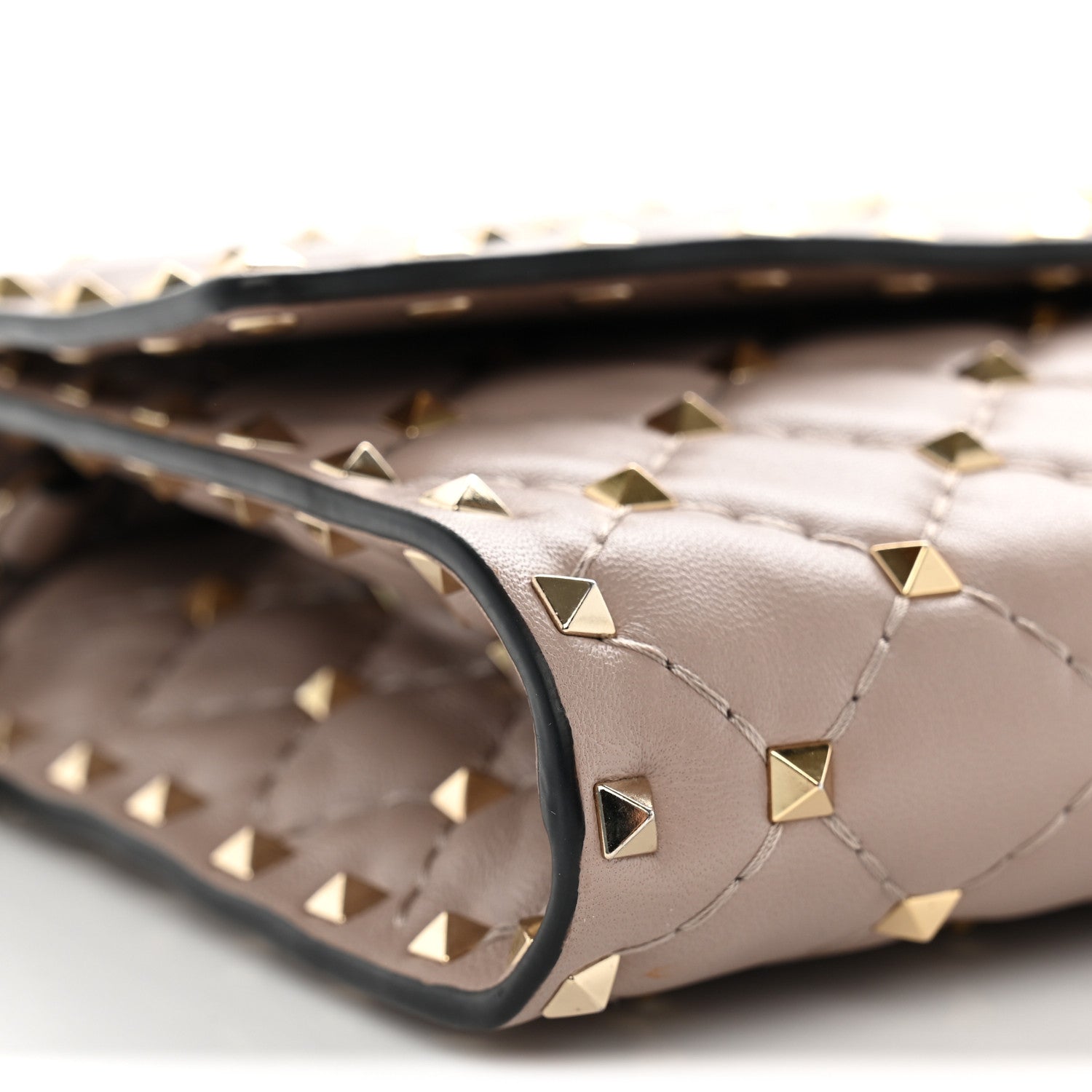 Valentino Garavani Lambskin Rockstud Spike Wallet on Chain Poudre 8 of 10