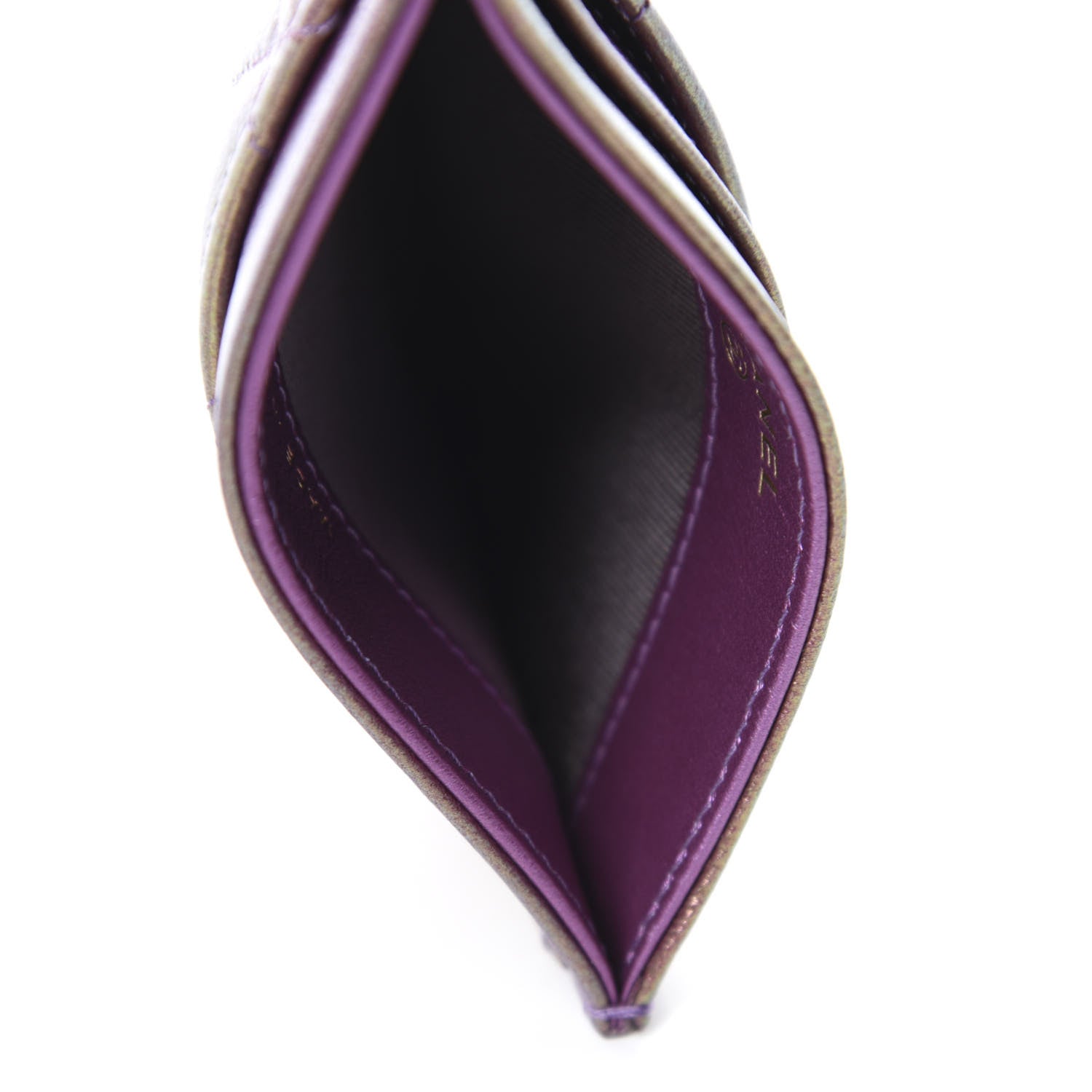Chanel Metallic Lambskin Quilted Card Holder Purple 5 of 8