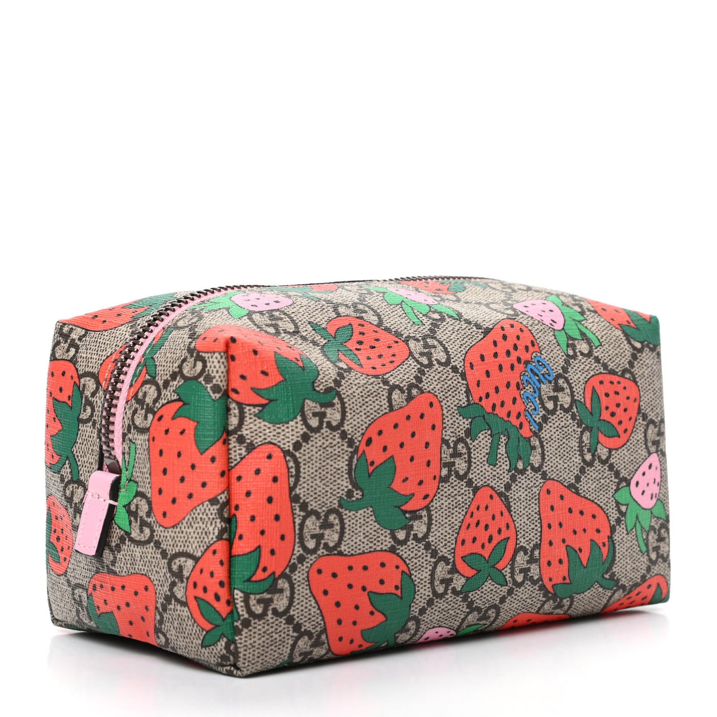 GG Supreme Monogram Strawberry Cosmetic Case