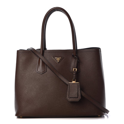 Prada Saffiano Cuir Large Double Bag Cacao 1 of 12