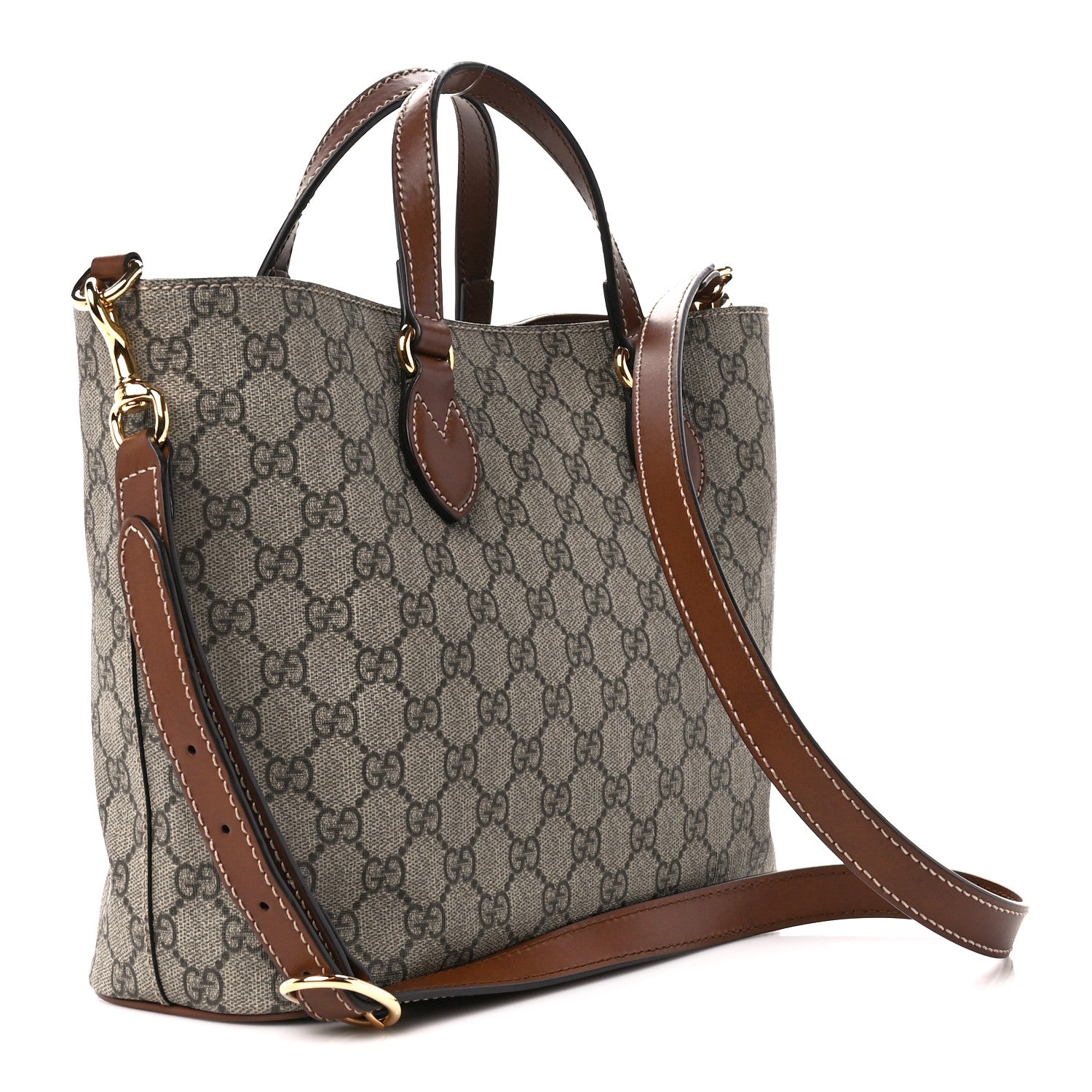 Gucci Soft GG Supreme Monogram Small Crossbody Tote Beige Cuir 3 of 11