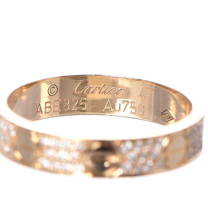 Cartier 18K Yellow Gold Diamond 4mm LOVE Wedding Paved Band Ring 47 4 4 of 5