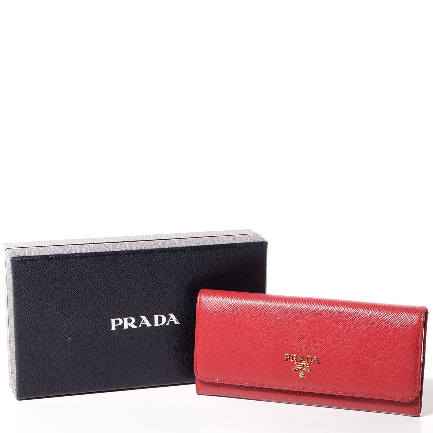Prada Saffiano Continental Flap Wallet Fuoco Papaya 5 of 9