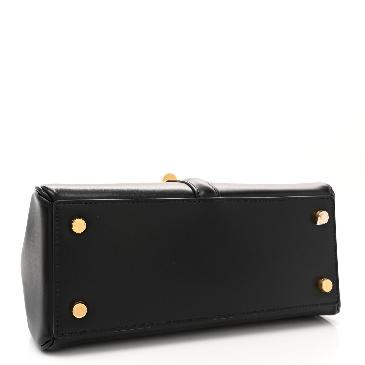 Satinated Calfskin Small 16 Top Handle Bag Black