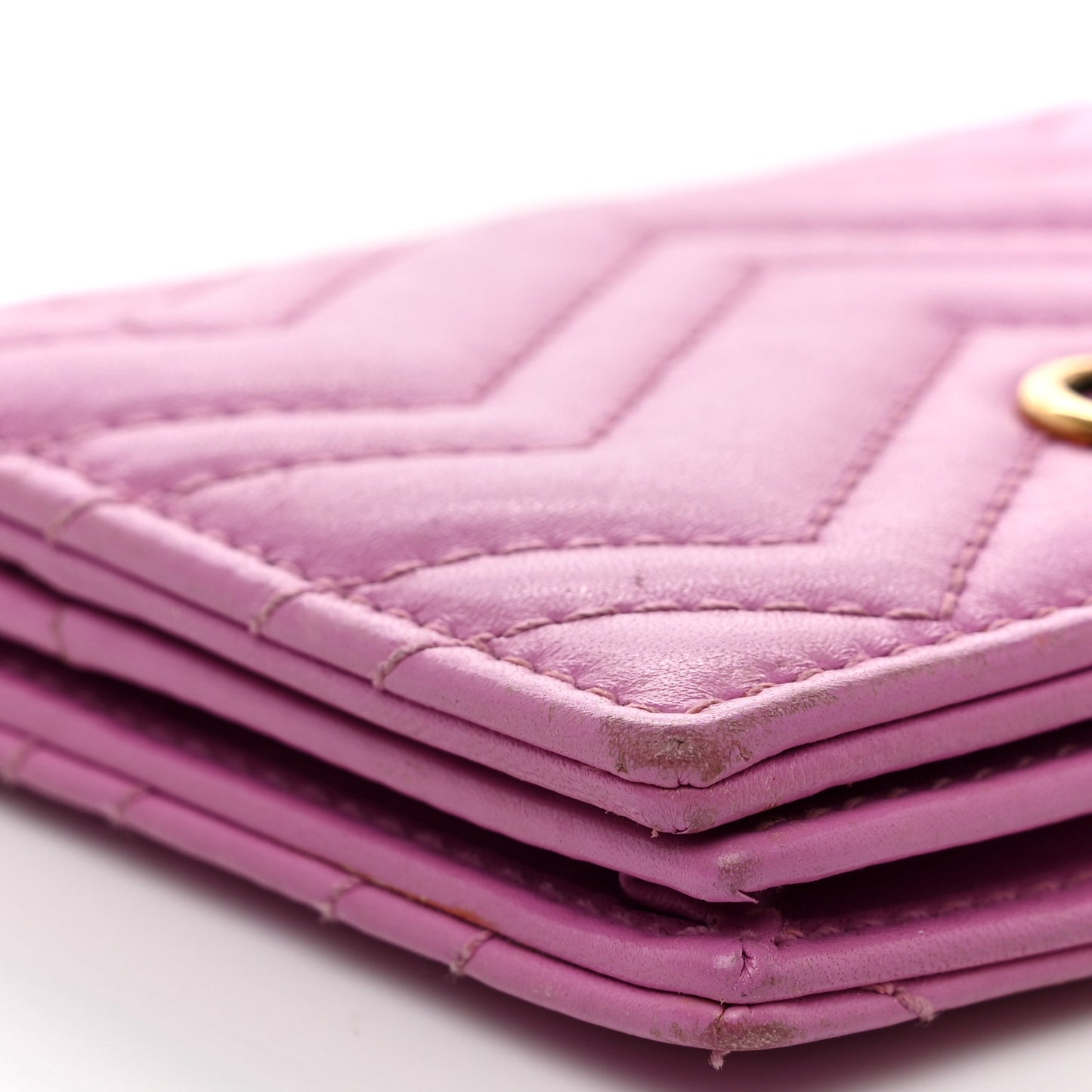 Calfskin Matelasse GG Marmont Card Case Candy Mousse