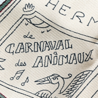 Hermes Silk Le Carnaval des Animaux Scarf 90 Aqua Vert Jaune 5 of 6