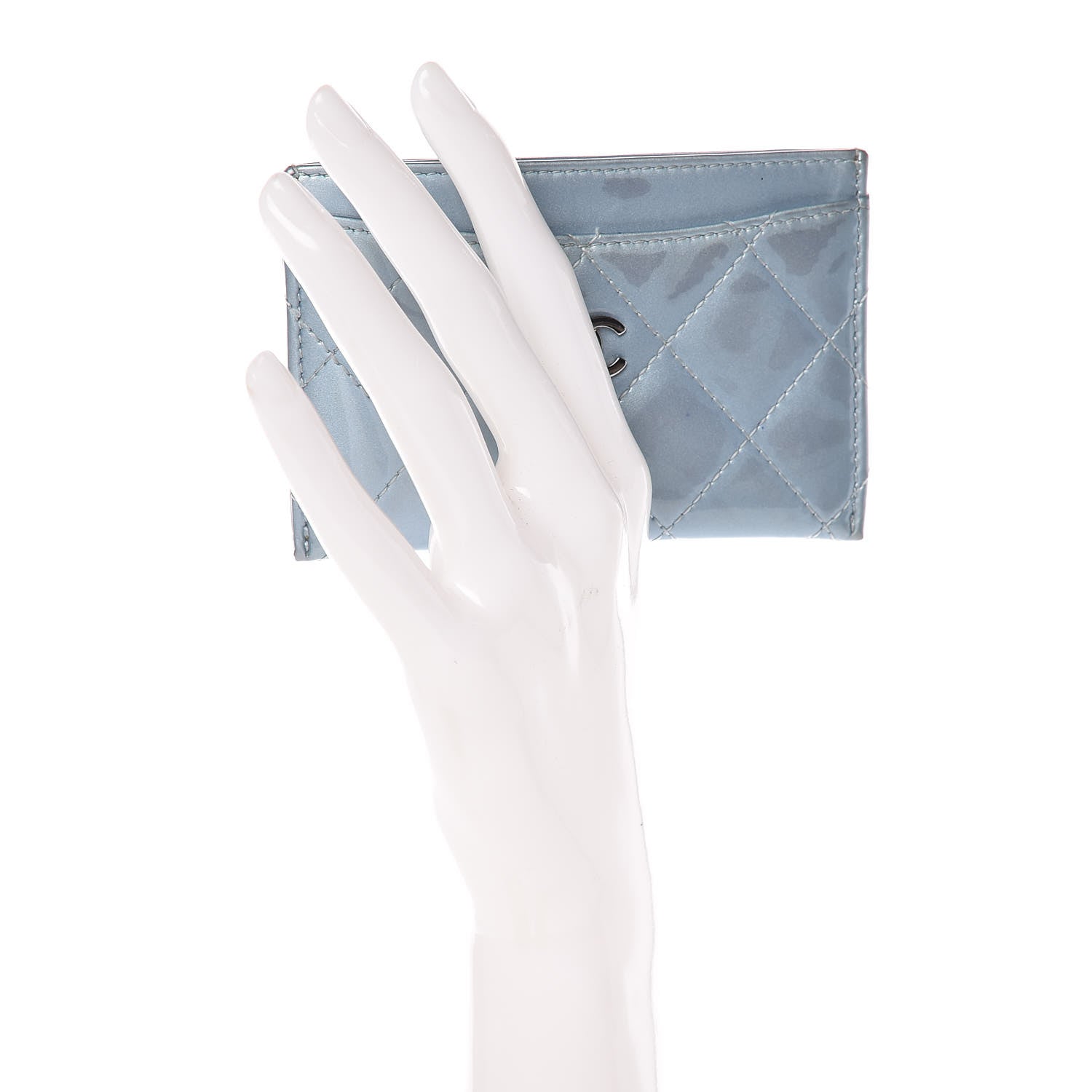 Chanel Patent Calfskin Quilted Card Holder Light Blue 2 of 17