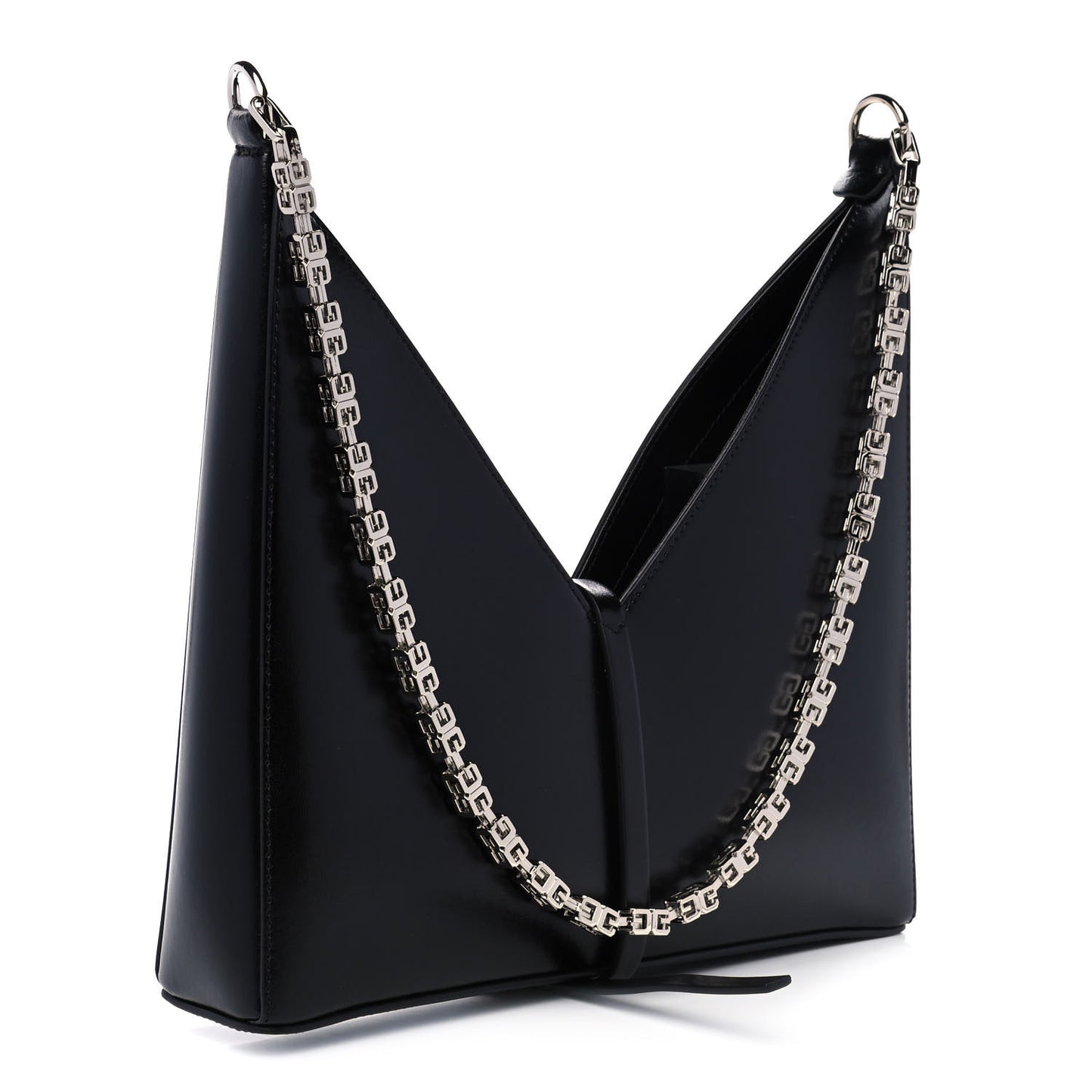 Box Calfskin Small Cut Out Shoulder Bag Black