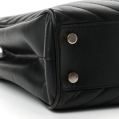 Saint Laurent Grain De Poudre Matelasse Chevron Monogram Shopping Bag Black 9 of 10