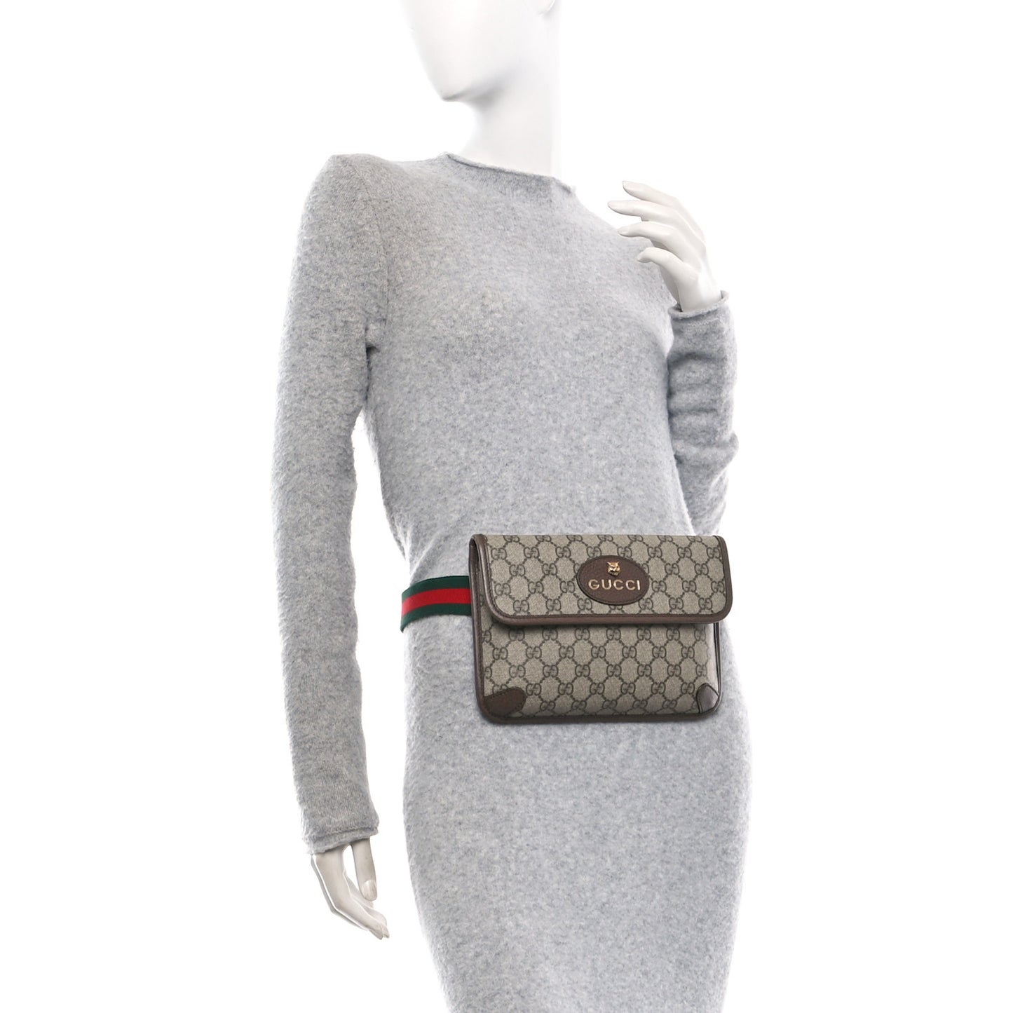 GG Supreme Monogram Neo Vintage Web Belt Bag  Brown