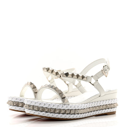 Christian Louboutin Calfskin Bianco Pyraclou 60 Platform Sandals 38 White Silver 3 of 8