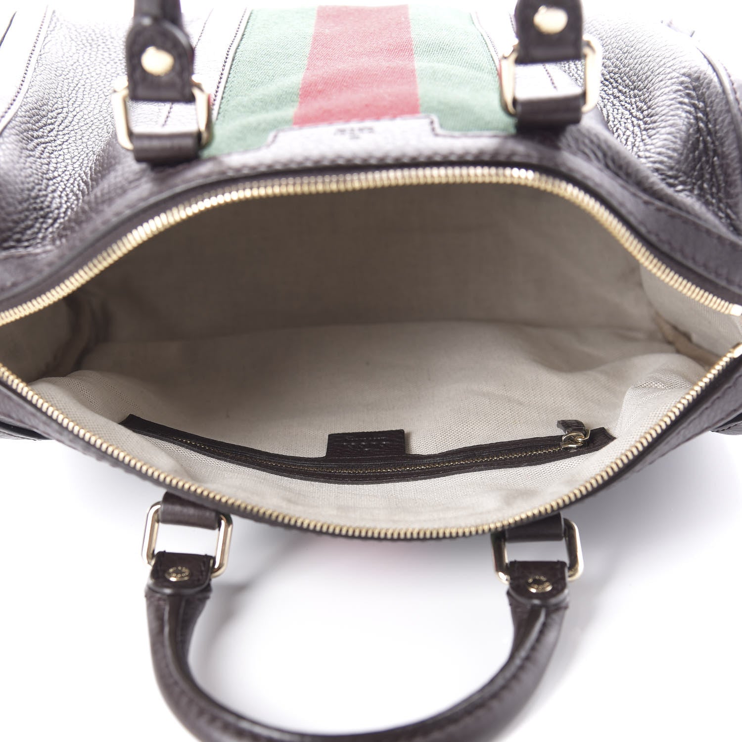 Gucci Calfskin Vintage Web Medium Boston Dark Brown 6 of 11