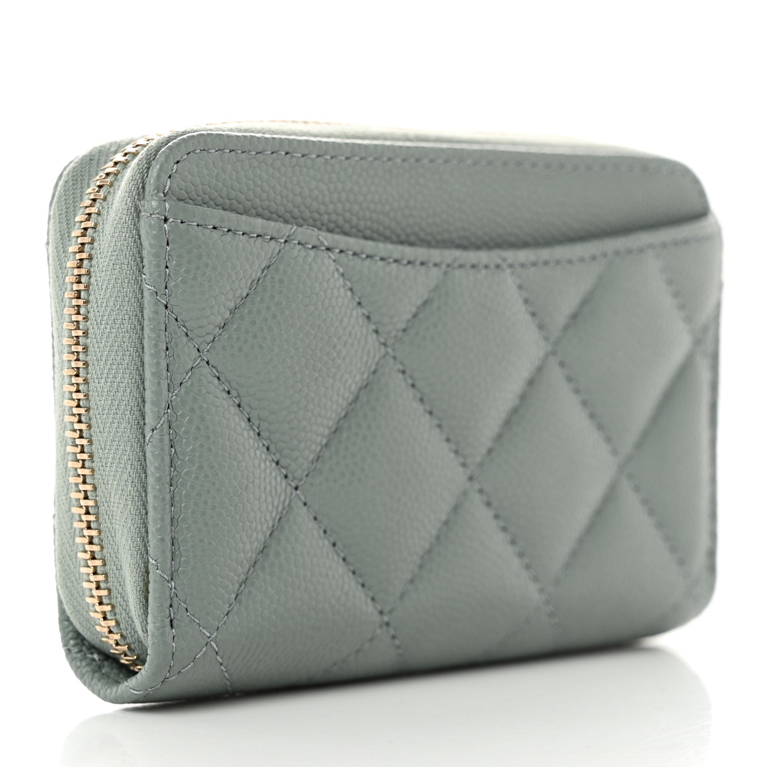 Chanel Caviar Quilted Zip Around Coin Purse Wallet Grey 3 of 8