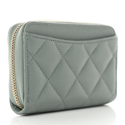 Chanel Caviar Quilted Zip Around Coin Purse Wallet Grey 3 of 8