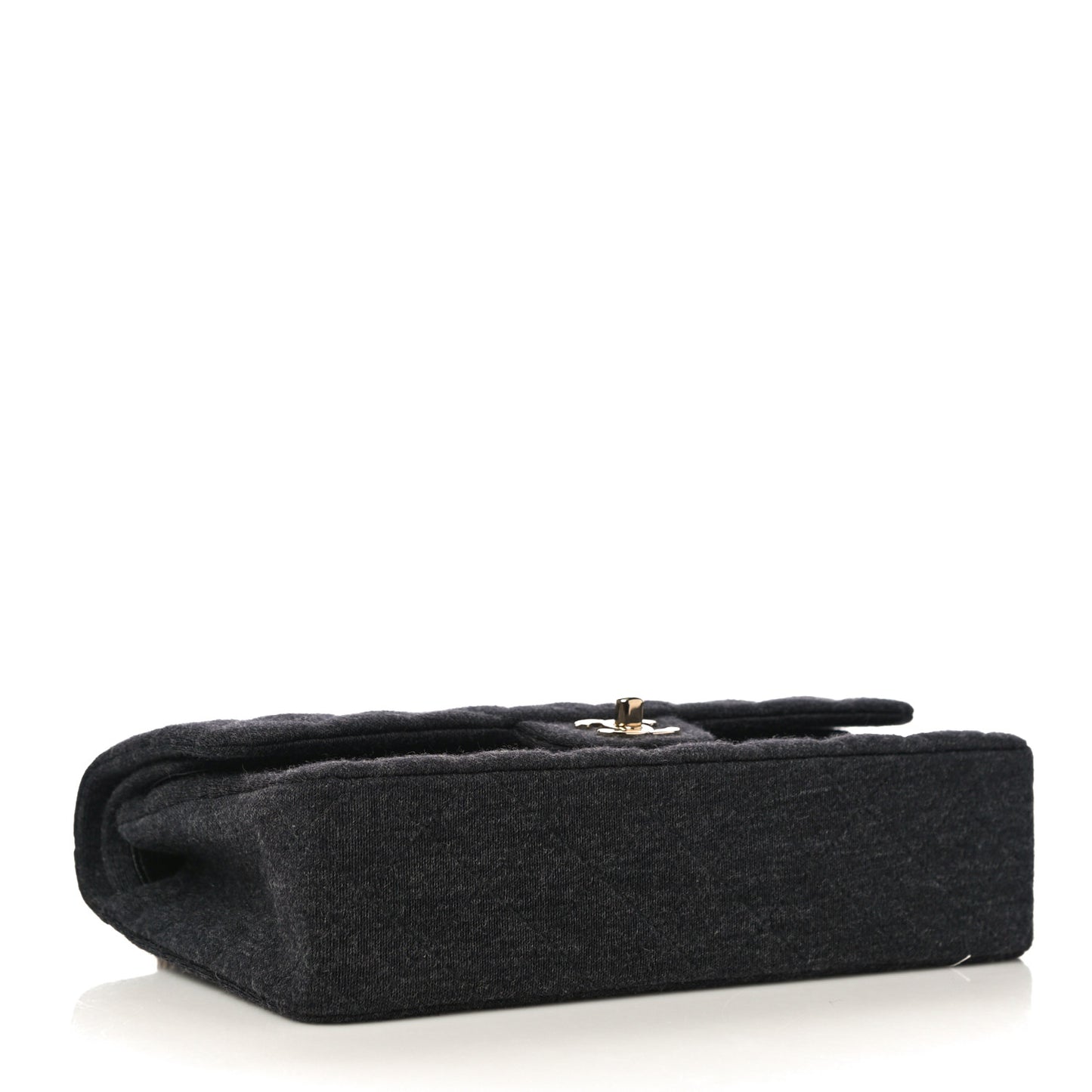 Jersey Quilted Medium Bijoux Chain Double Flap Gray