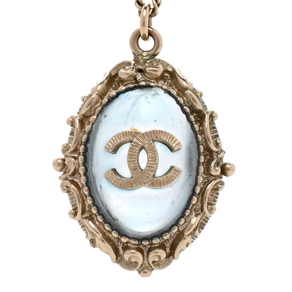 Chanel Enamel CC Oval Necklace Gold Blue 4 of 6