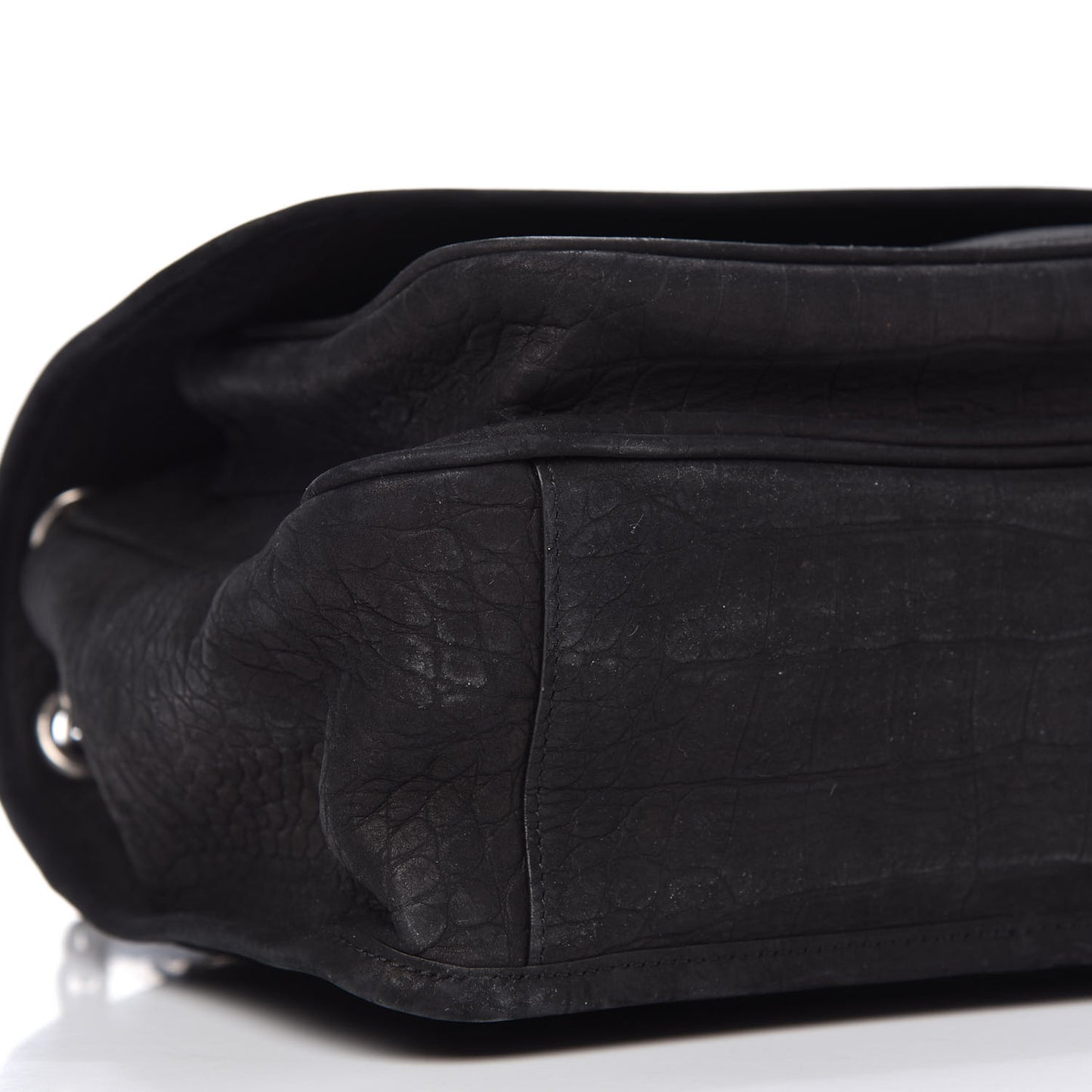 Nubuck Crocodile Embossed Monogram Medium Niki Chain Satchel Black