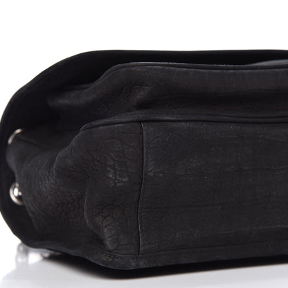 Saint Laurent Nubuck Crocodile Embossed Monogram Medium Niki Chain Satchel Black 6 of 10