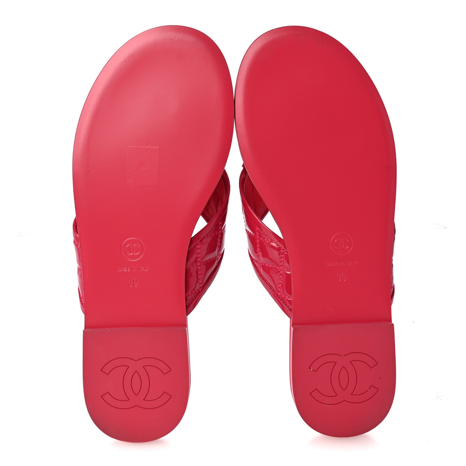 Chanel Patent Quilted CC Thong Sandals 39 Pink 6 of 10