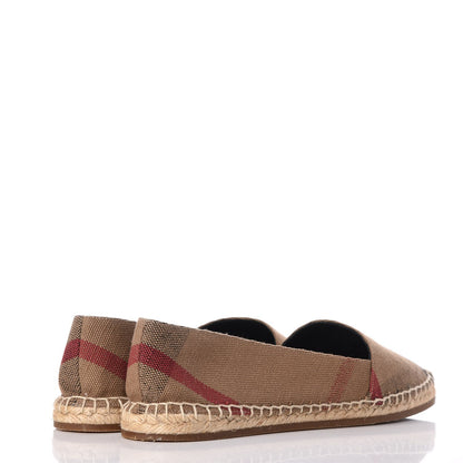 Burberry Canvas House Check Hodgeson Brit Espadrille Flats 39.5 Dark Tan 4 of 13