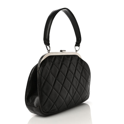 Chanel Lambskin Quilted Kisslock Frame Bag Black 3 of 21