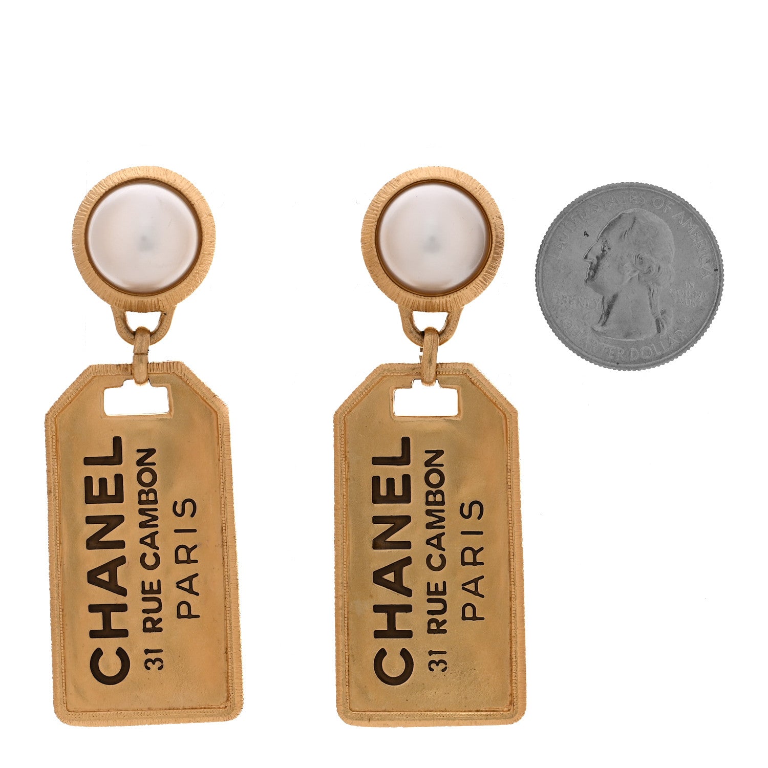 Chanel Pearl CC Tags Drop Earrings Gold 2 of 4