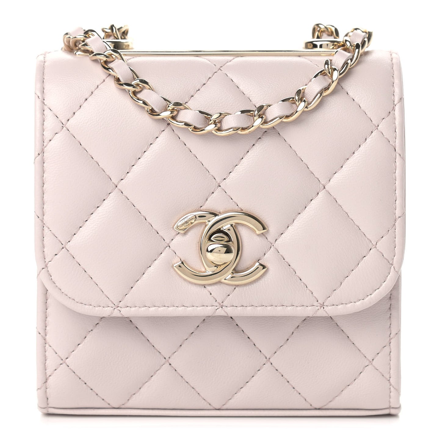 Lambskin Quilted Mini Trendy CC Clutch With Chain Light Purple