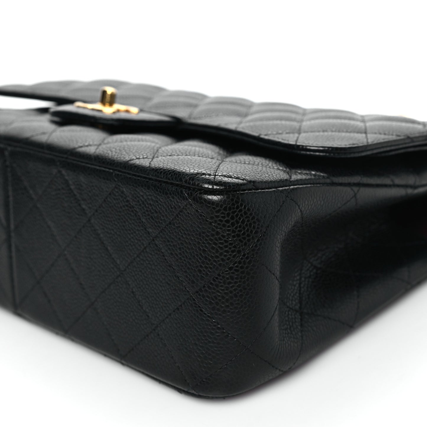 Caviar Quilted Jumbo Double Flap Black