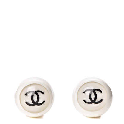 Chanel Resin CC Clip On Earrings White 1 of 4