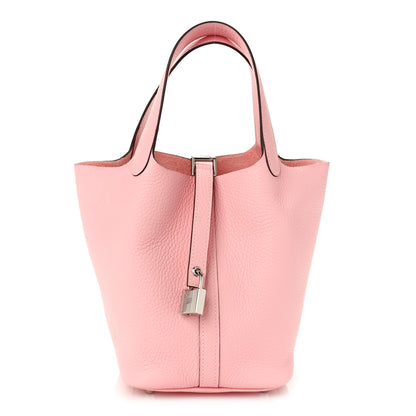 Hermes Taurillon Clemence Picotin Lock 18 PM Rose Sakura 1 of 10