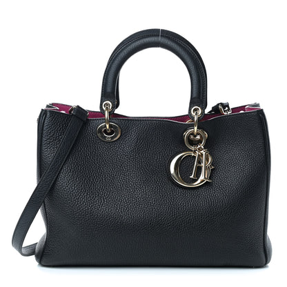 Christian Dior Bullcalf Medium Diorissimo Tote Black Rose Indien 1 of 11