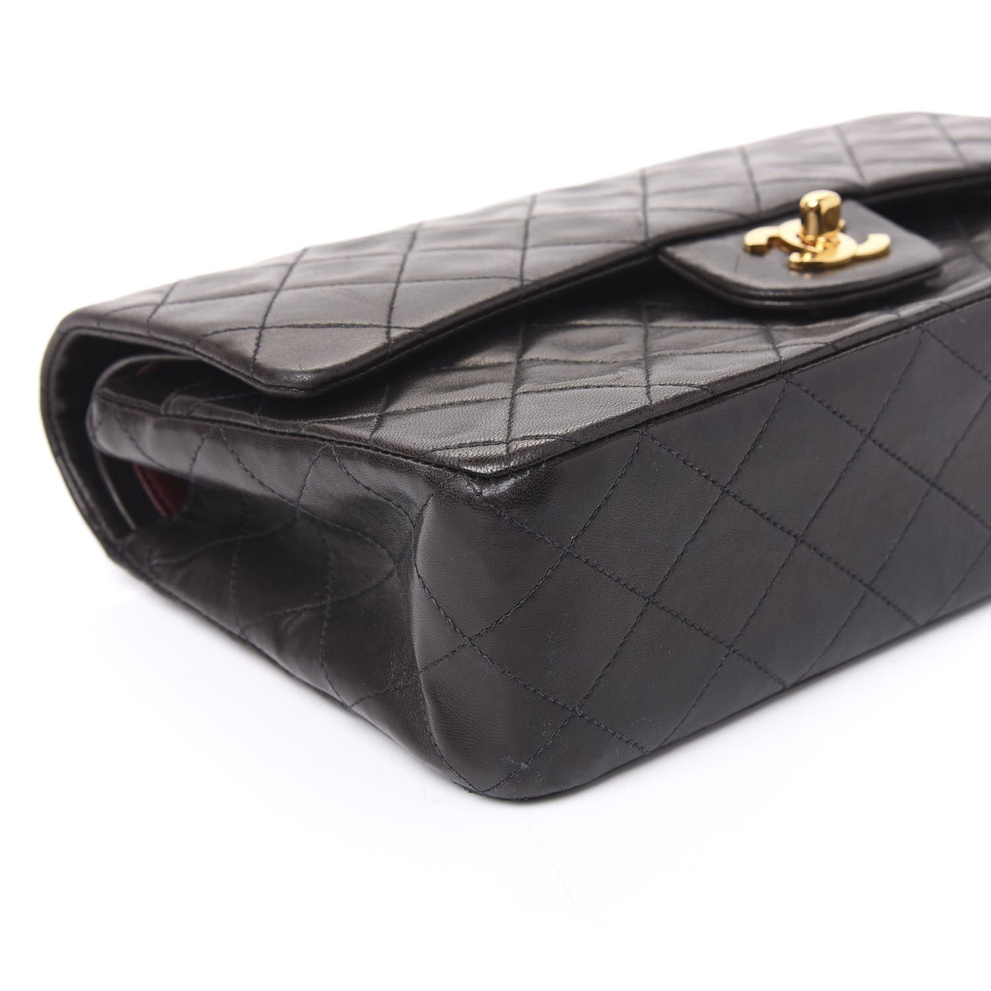Lambskin Quilted Medium Double Flap Black