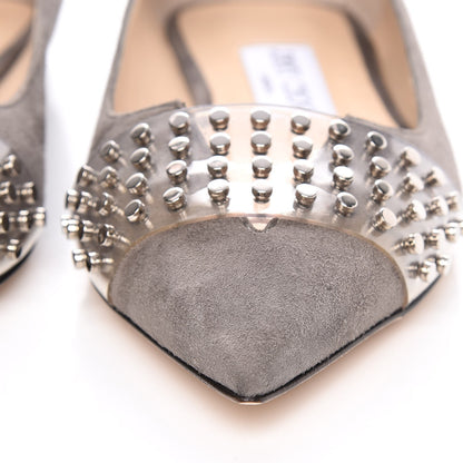 Jimmy Choo Suede Studded Hazel Pointy Toe Flats 36 Grey 10 of 12