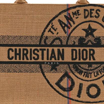 Christian Dior Canvas Jute Embroidered Medium Book Tote Black Beige 8 of 10