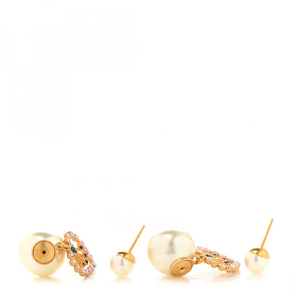 Christian Dior Pearl Crystal Heart Tribal Earrings Gold Multicolor 3 of 4