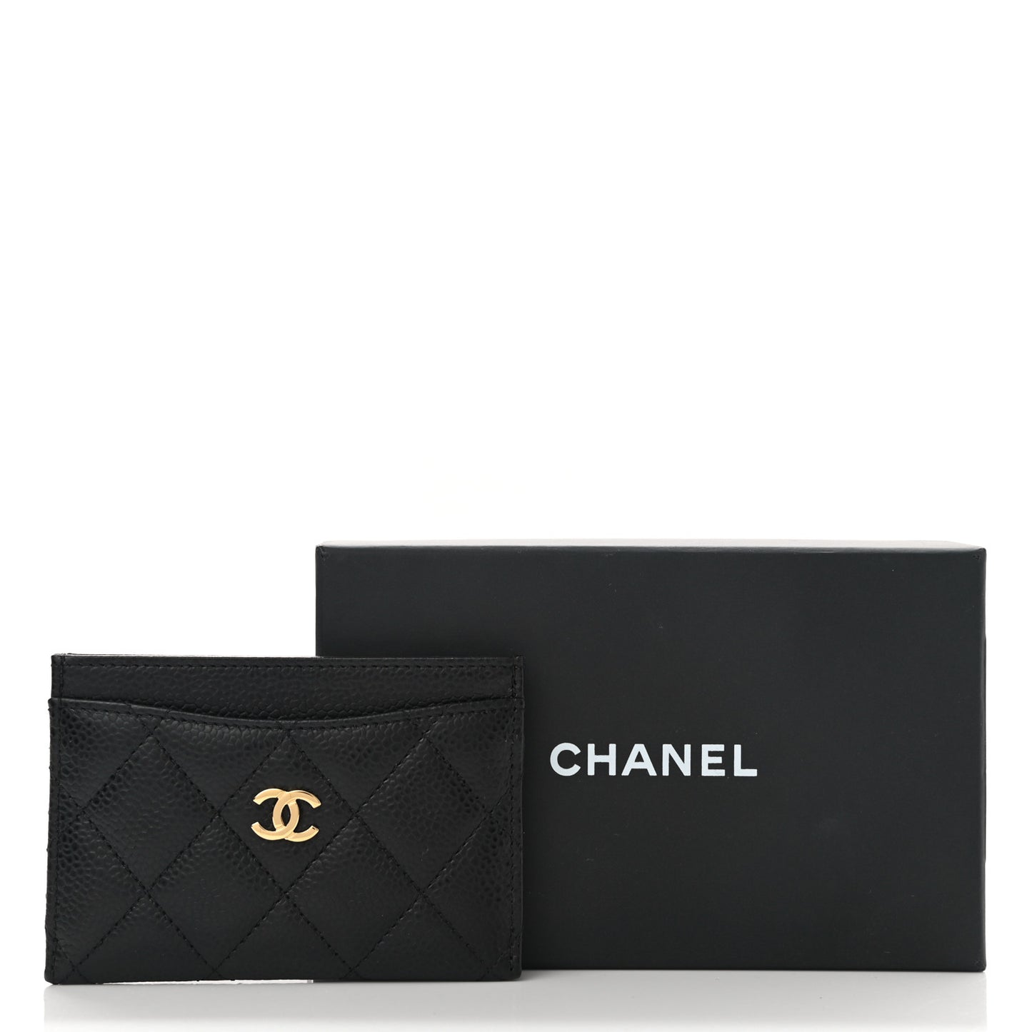 Caviar Quilted Card Holder Black