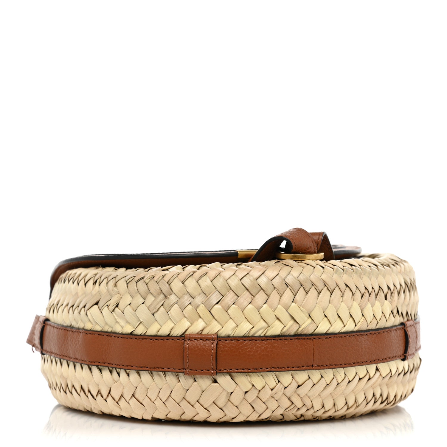 Chloe Raffia Small Grain Calfskin Small Marcie Basket Crossbody Tan 4 of 9