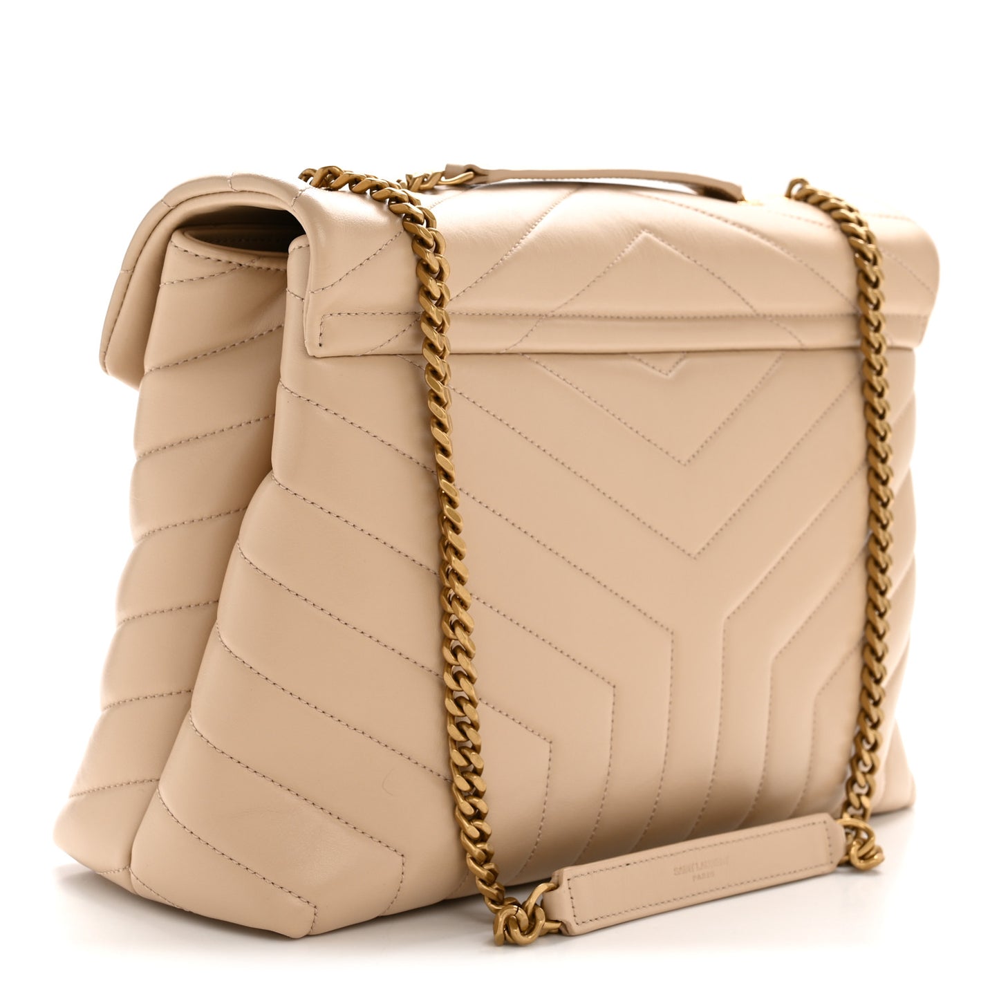 Calfskin Y Quilted Monogram Medium Loulou Chain Satchel Nude Powder