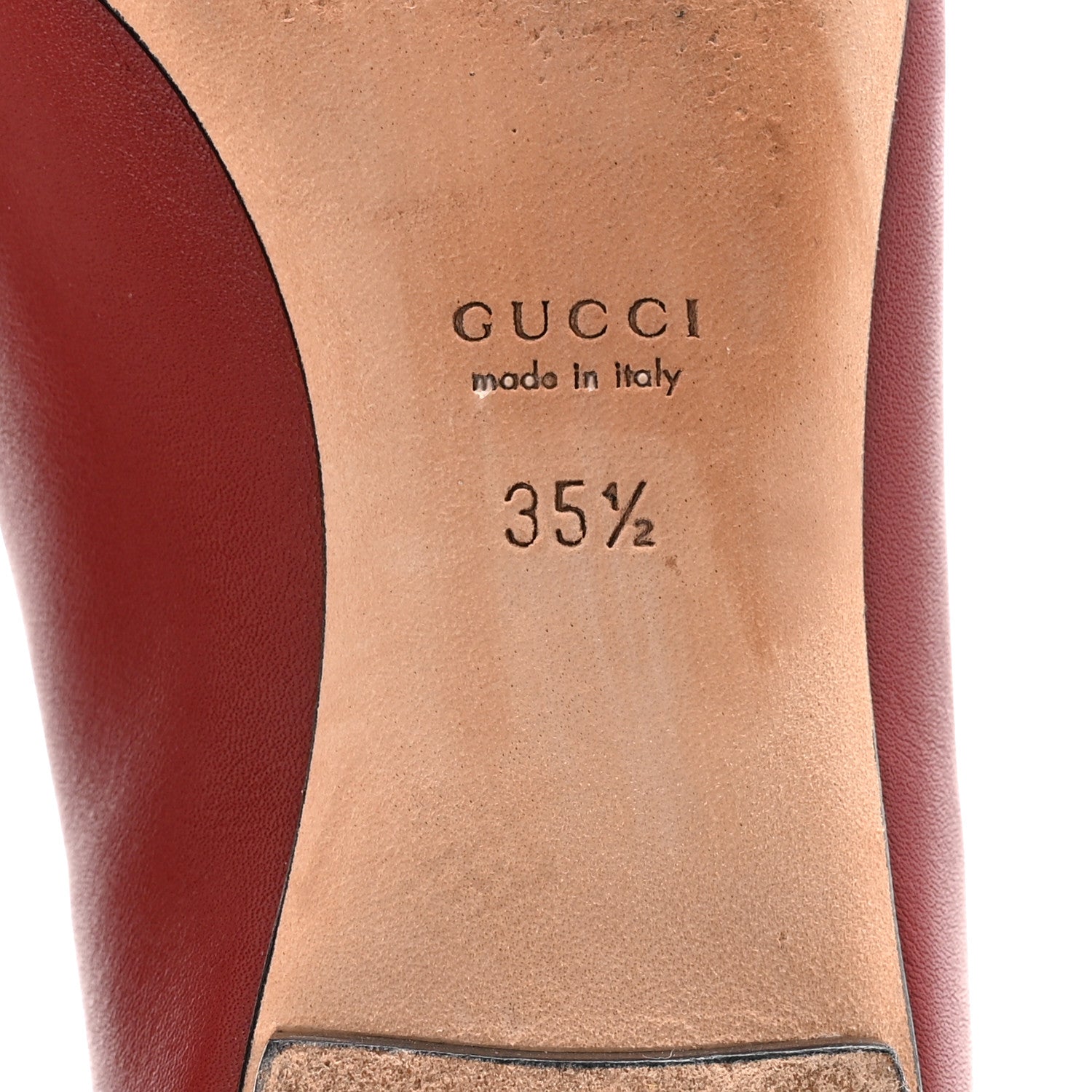 Gucci Calfskin Horsebit Ballerina Flats 35.5 Red 7 of 9
