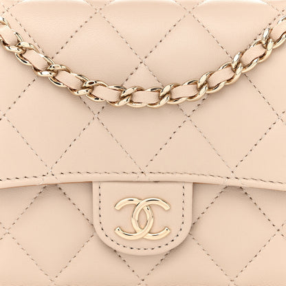 Chanel Lambskin Quilted Flap Phone Holder With Chain Beige Brown 9 of 12