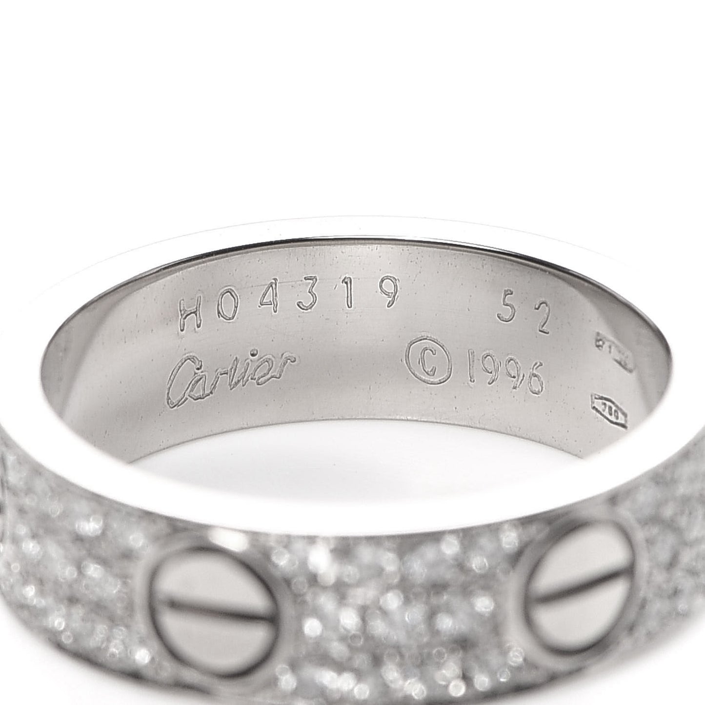 18K White Gold Diamond 5mm LOVE Wedding Paved Band Ring 52 6