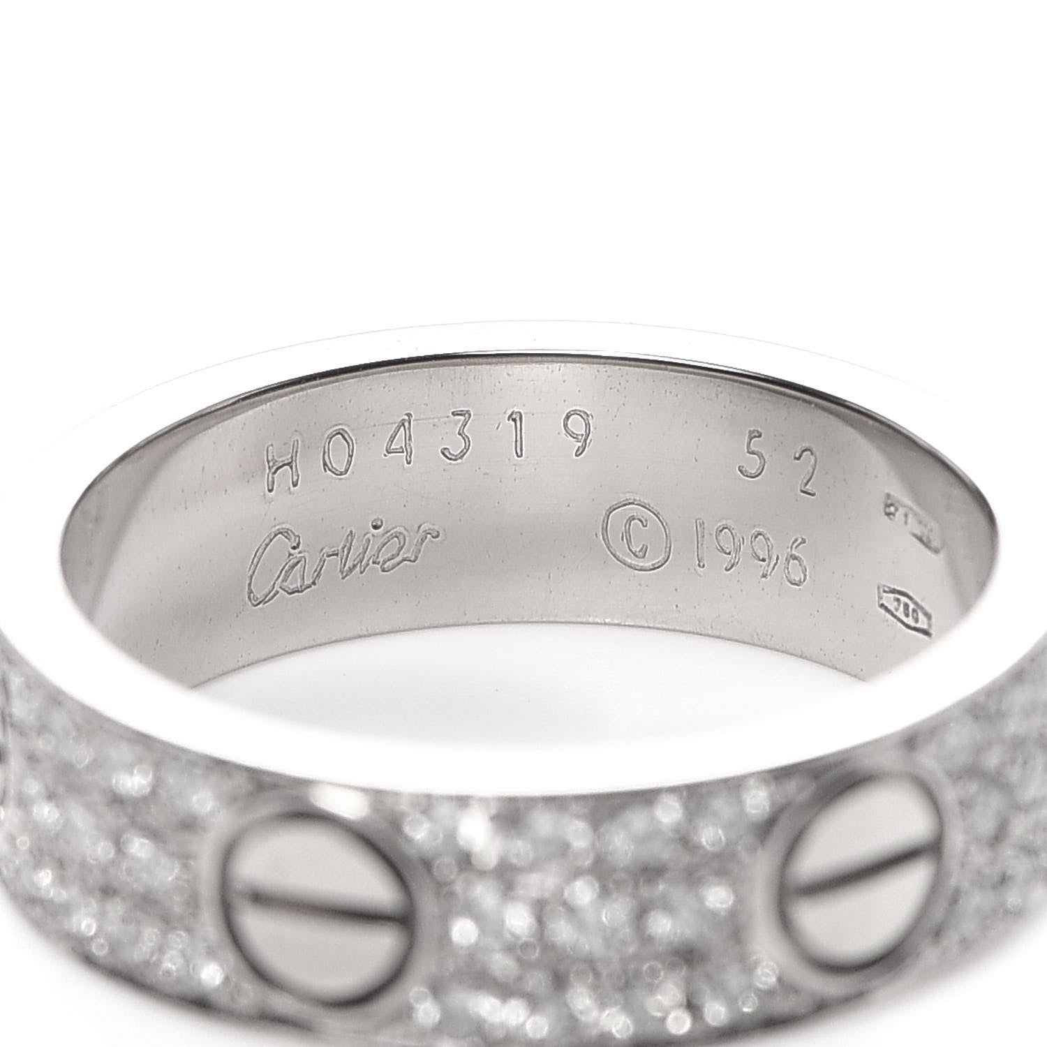 Cartier 18K White Gold Diamond 5mm LOVE Wedding Paved Band Ring 52 6 4 of 6