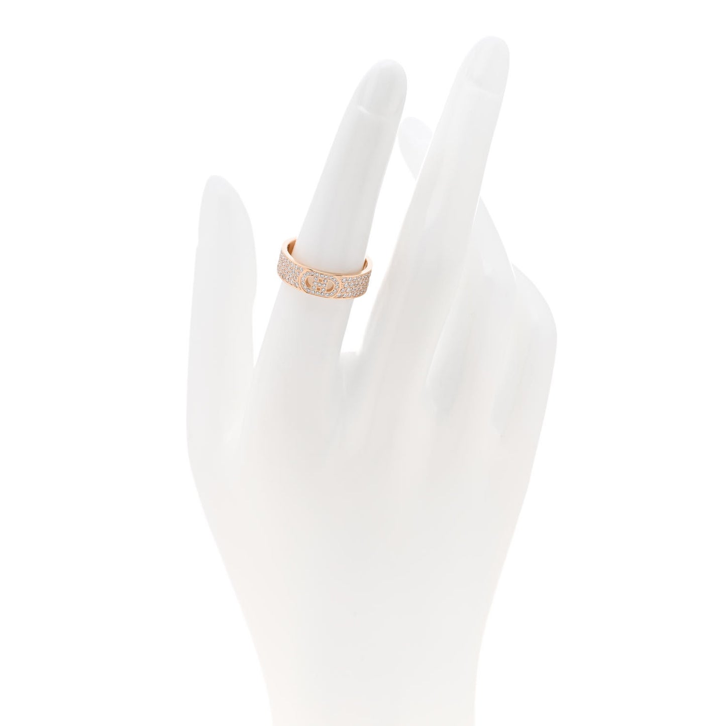 18K Rose Gold Diamond PM H D'Ancre Pave Ring 53 6.25