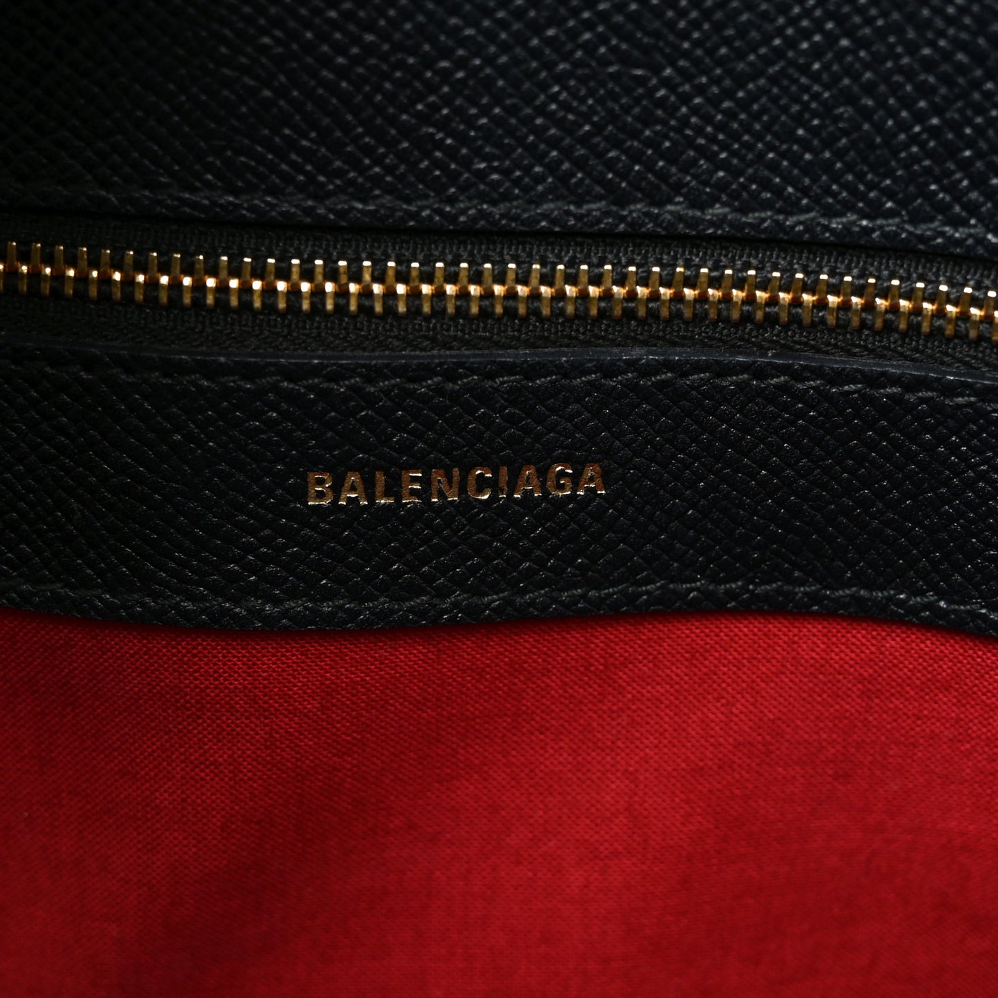 Signature Grained Calfskin Logo M Ville Top Handle Bag Black